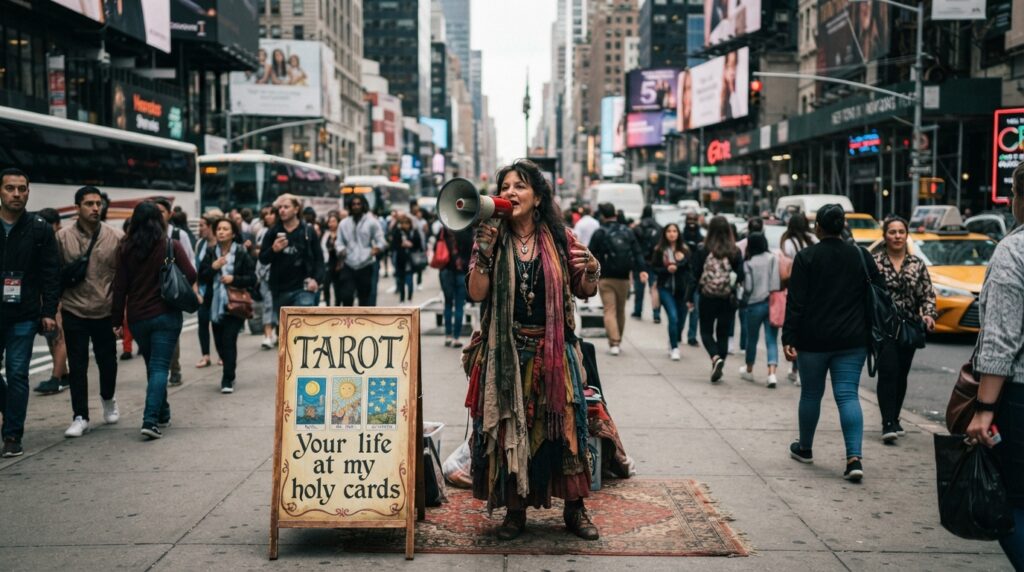 Fortune teller announcing servic