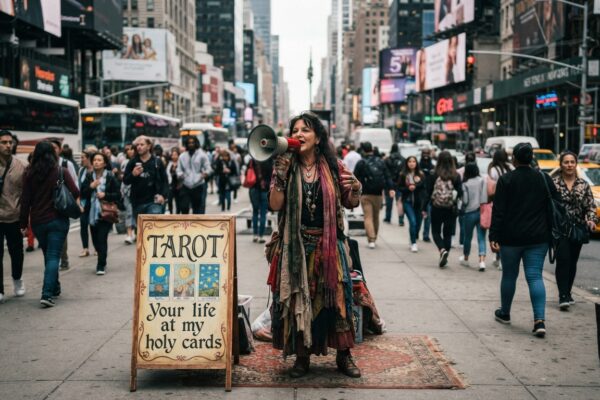Fortune teller announcing servic