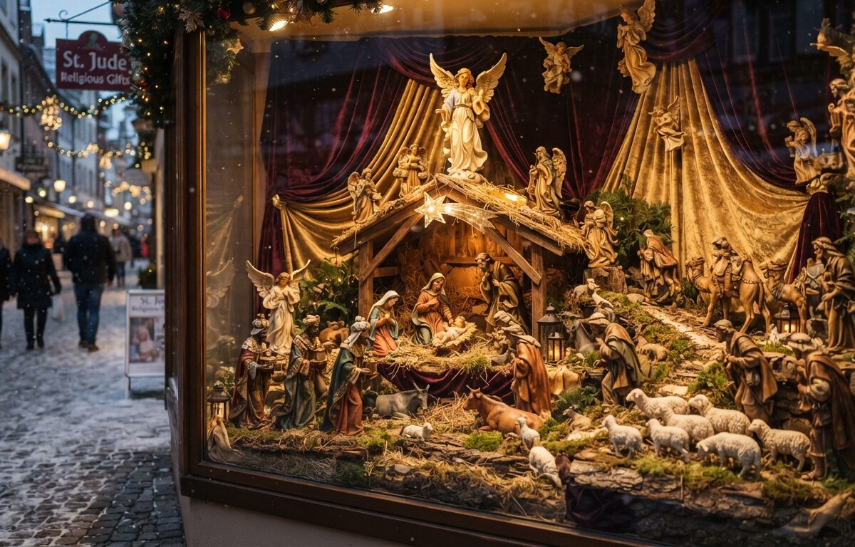 Religious store window Nativity